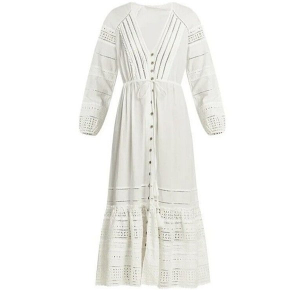Veronica Beard XS-S Apoli Midi Dress Eyelet White Grad Wedding Bachelore… - Picture 3 of 14